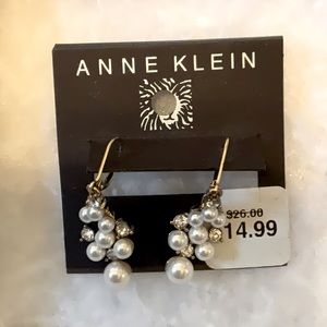 Anne Klein gold tone pearl and crystal custom earrings